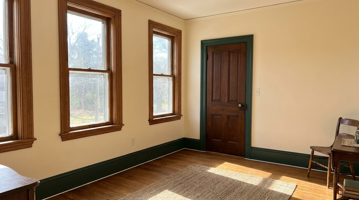 Completed handyman punch list repairs in an older home in Woonsocket Rhode Island Providence County pre-1940 trim plaster door
